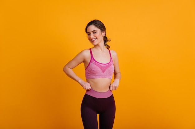 Shapely woman doing fitness