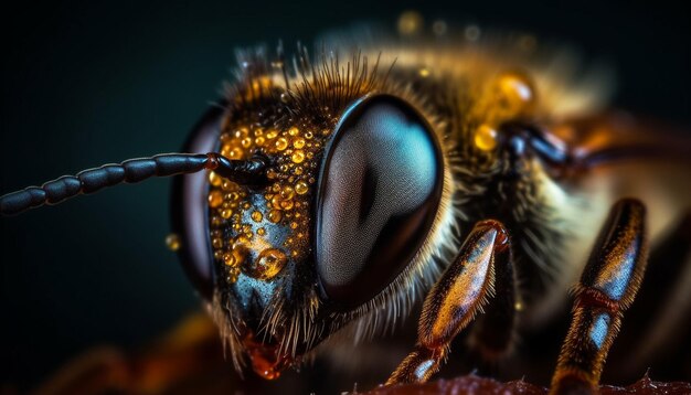 小さなミツバチの毛むくじゃらの脚生成 AI に焦点を当てる