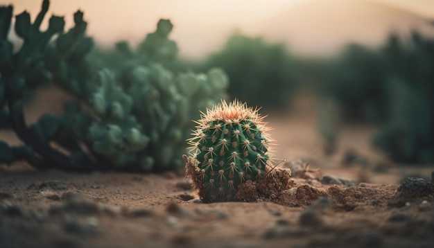 Sharp spiked succulent plant grows in arid climate generated by AI