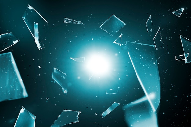 Shattered glass in space background with design space