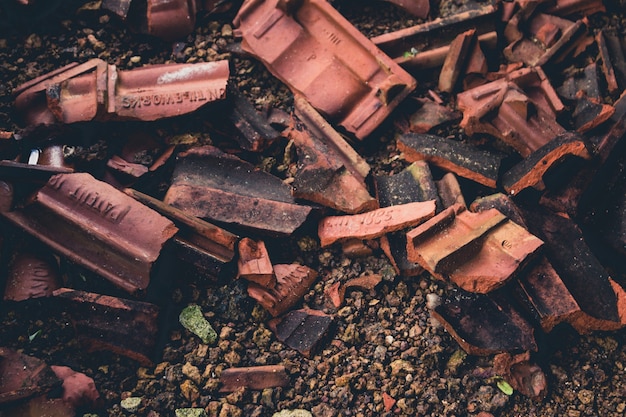 Shattered roof tiles