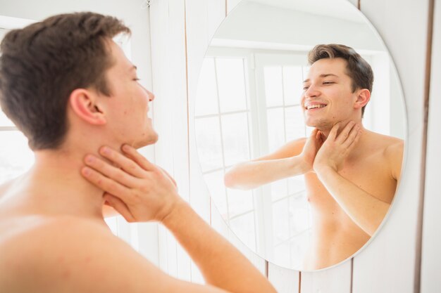 Shaving concept with attractive man