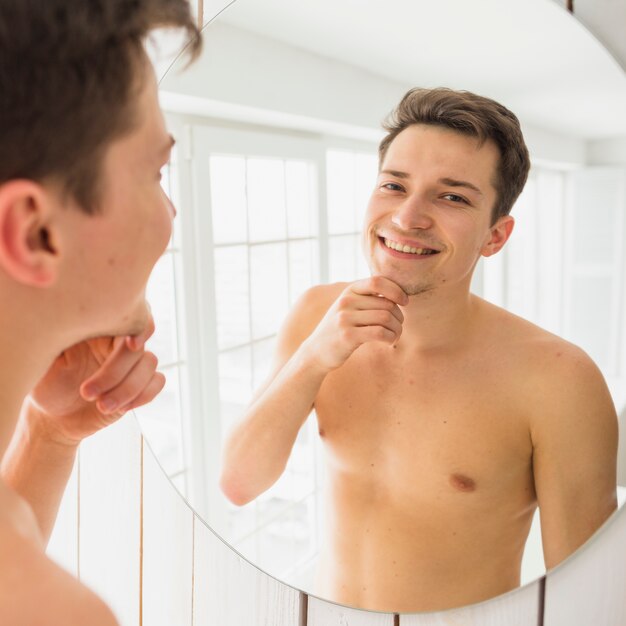 Shaving concept with attractive man