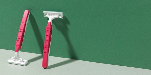 Shaving razors for body care copy space