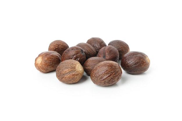 Free photo shea nuts for making shea butter isolated on white background