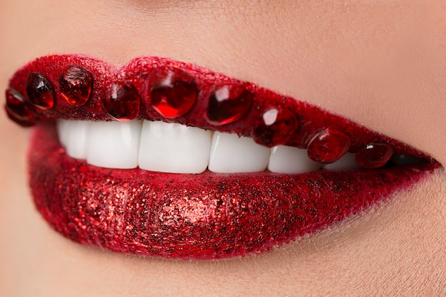 Shining diamond luxury red lips, jewel, crystal, fashion