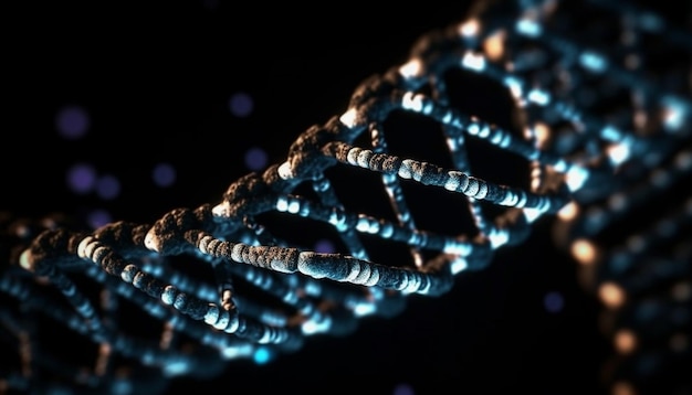 Foto gratuita struttura molecolare blu brillante sfocata in sfondo astratto generato dall'intelligenza artificiale