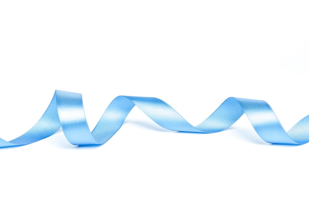 Shiny blue ribbon isolated on white