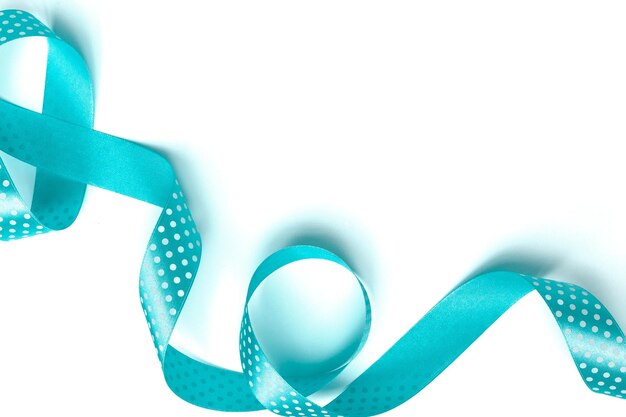 Shiny blue ribbon isolated on white