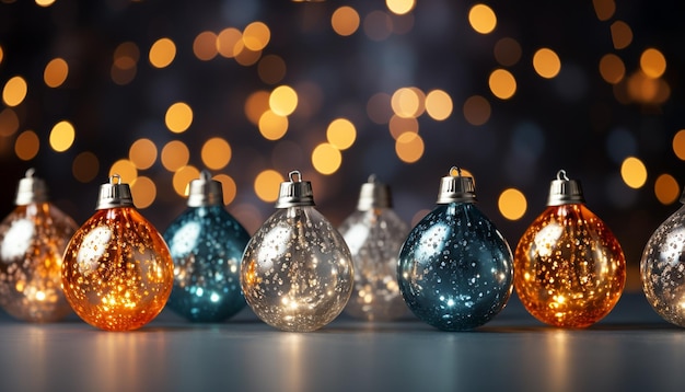 Foto gratuita ornamenti brillanti di natale illuminano vibranti decorazioni multicolori all'interno generate dall'intelligenza artificiale