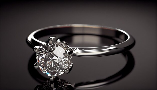 Блестящее кольцо с драгоценным камнем из платины, роскошная элегантность, созданная искусственным интеллектом