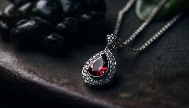 Shiny gemstones on elegant jewelry reflect beauty generated by AI
