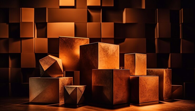Free Photo shiny geometric shapes stacked in futuristic construction industry generated by ai