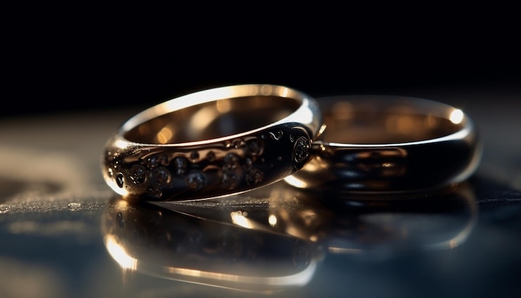 Free Photo shiny gold wedding ring symbolizes eternal love generated by ai