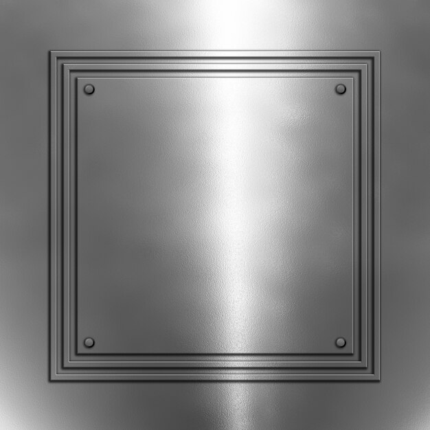 Shiny metal background with square frame