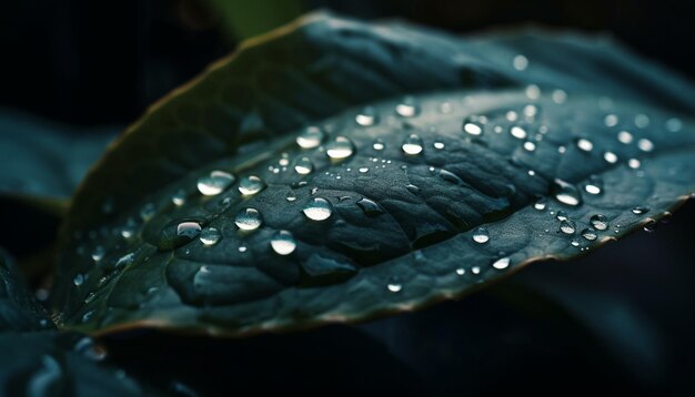 Free photo shiny raindrop on leaf symbolizes freshness generated by ai