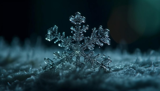 Free photo shiny snowflake frozen in time celebration defined generated by ai