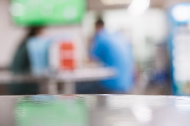 Shiny table in cafeteria