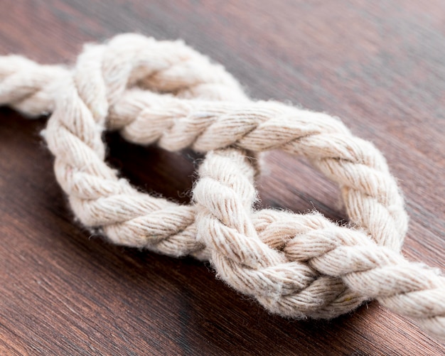 Ship white ropes knot high view