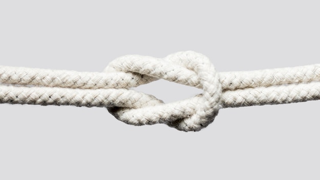 Ship white ropes knot isolated on white background