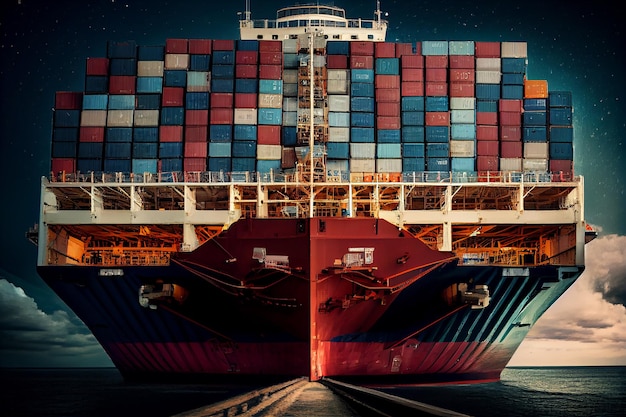 Free photo shipping industry carrying cargo on nautical ship generative ai