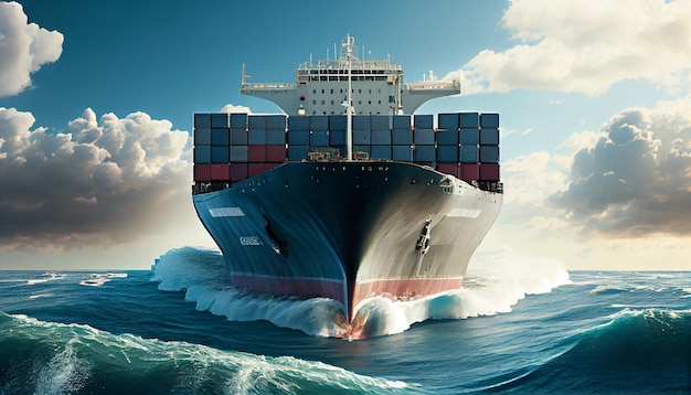 Shipping industry delivering cargo on large container ship generative AI