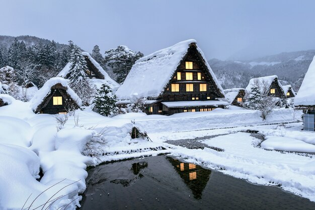 Shirakawago village in winter, Japan.