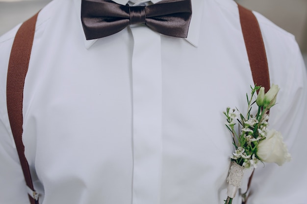 Shirt with flowers in pocket