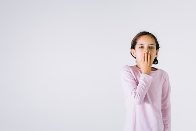 Shocked girl covering mouth