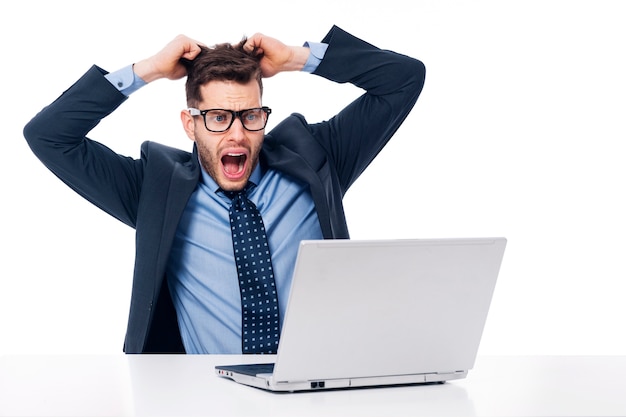 Free photo shocked male office worker