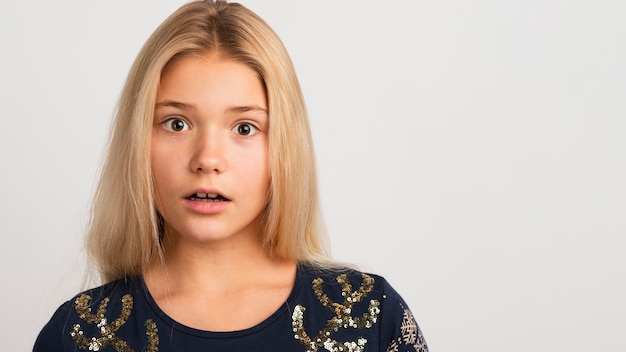 Shocked young girl studio shot