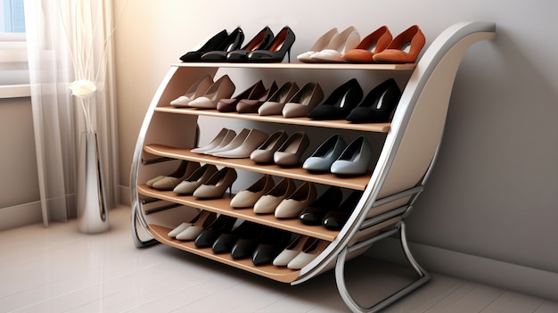 Free photo shoe rack indoors still life