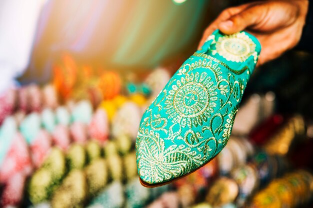 모로코에서 시장에 신발
