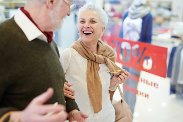 Shopper laughing