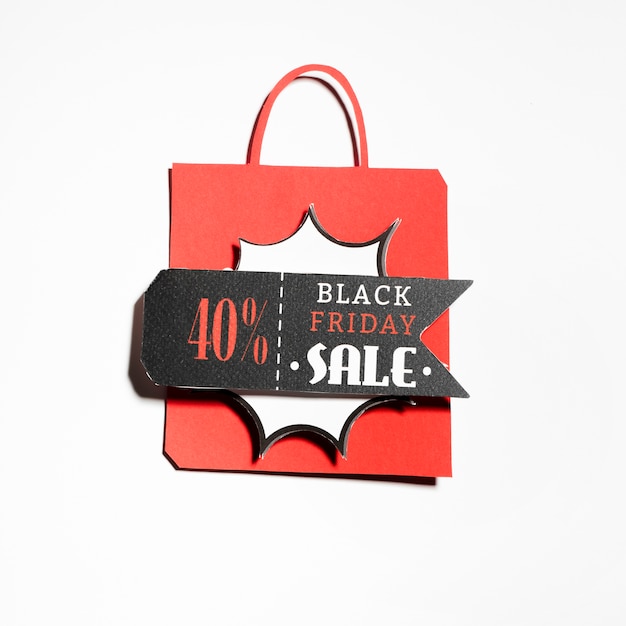 Shopping bag with discount label