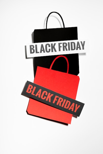 Shopping bags with Black Friday signs