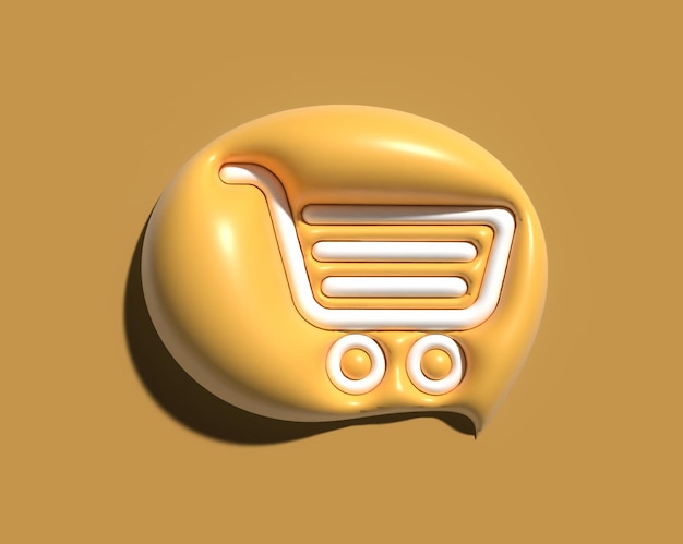 Shopping Cart 3D Render Icon Design.