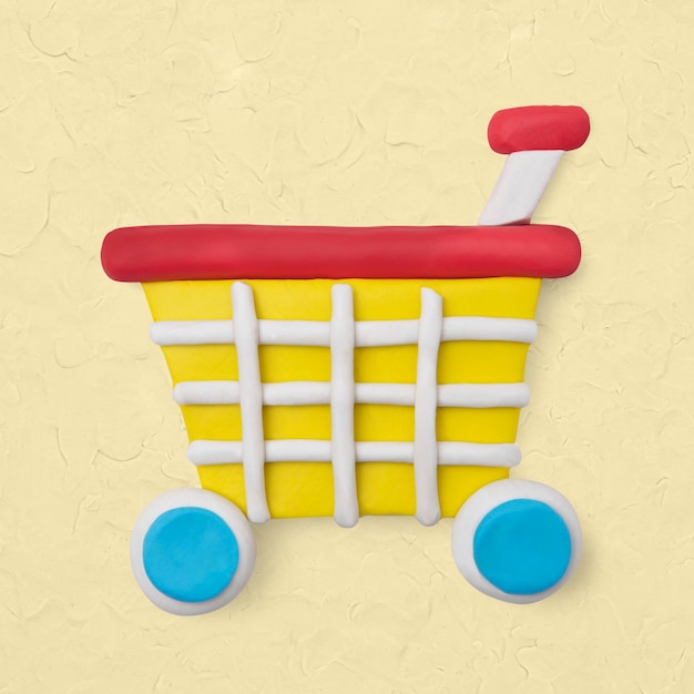 Free photo shopping cart clay icon cute handmade marketing creative craft graphic