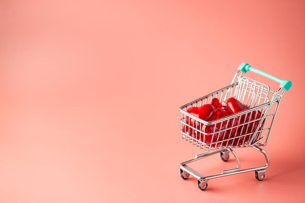 Free photo shopping cart full of hearts