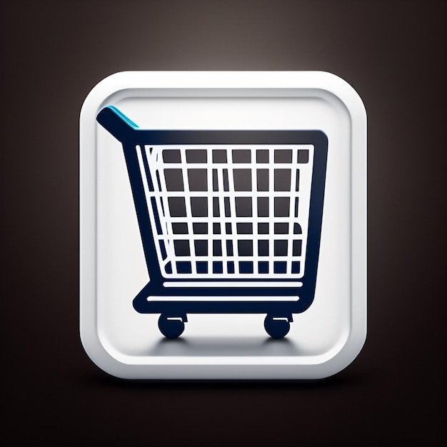 Free photo a shopping cart icon with a white square background.