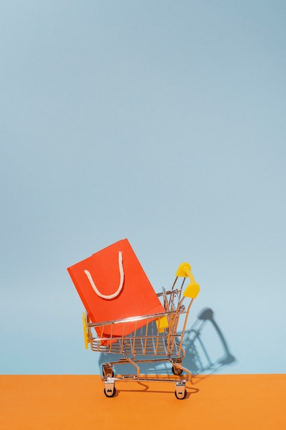 Free photo shopping cart with bag