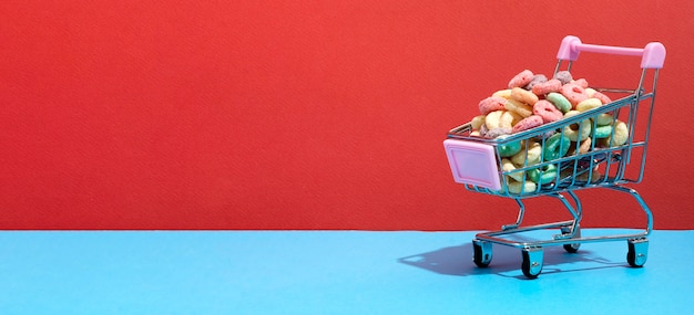 Shopping cart with cereals