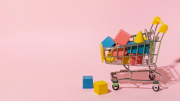 Shopping cart with wooden elements