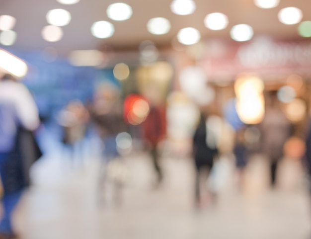 Shopping center with people out of focus