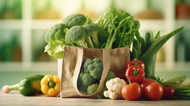Shopping or delivery healthy food background AI generated image
