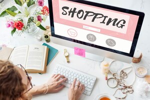 쇼핑 온라인 소비 연결 판매 개념