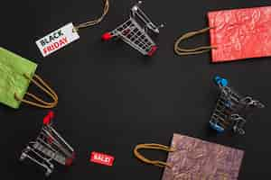 Free photo shopping trolleys, packets and tags