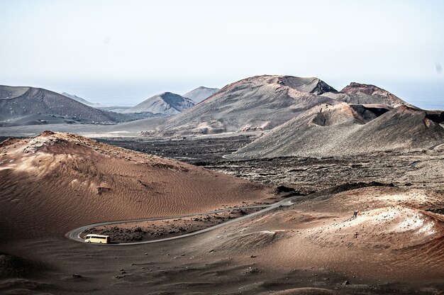 Shot of the beautiful landscape of Timanfaya National Park in Lanzarote, Spain in daylight