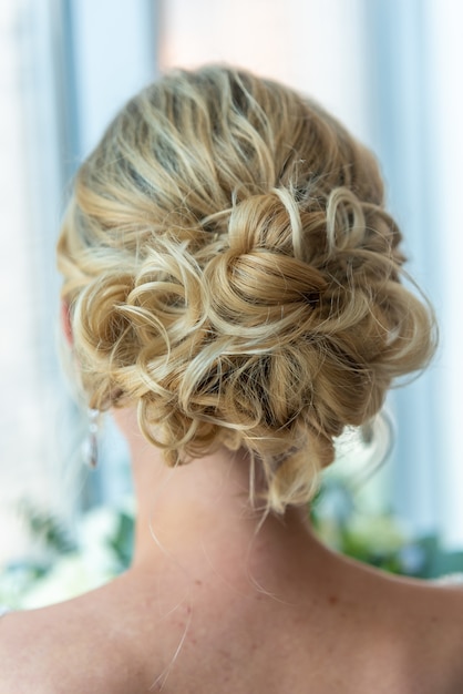 Behind shot of a bride with a beautiful hairstyle