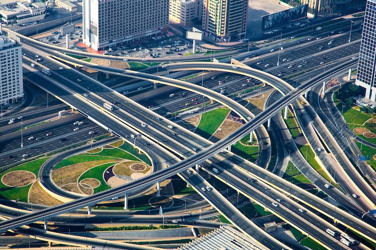 Free Photo shot of burj park from above in dubai uae